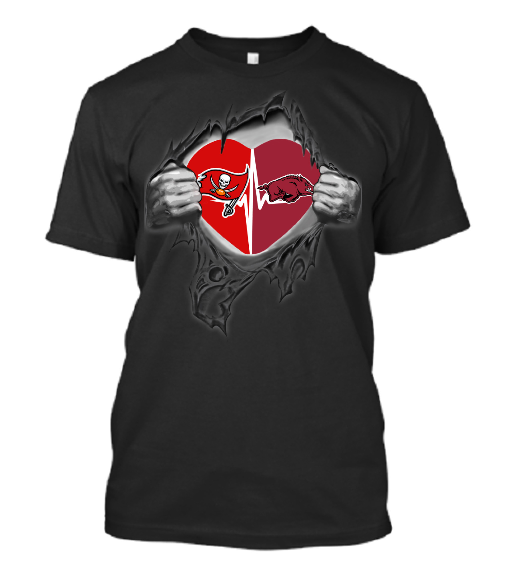 Buccaneers Arkansas Razorbacks Heartbeat Fusion Rip T-Shirt