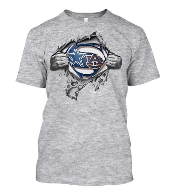 Cowboys Auburn Tigers Superman Logo Busting Out T-Shirt