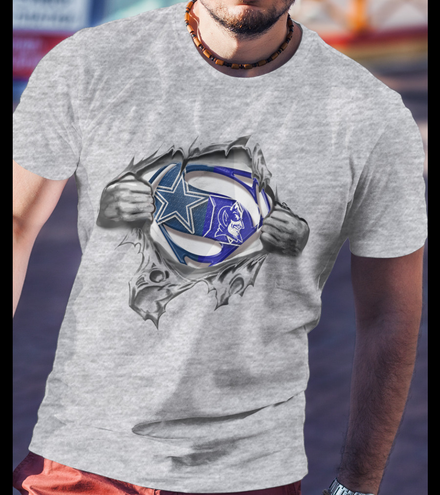 Cowboys Duke Blue Devils Superman Logo Fusion T-Shirt
