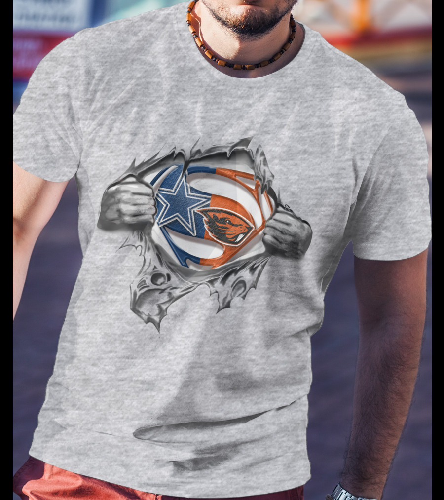 Cowboys Oregon State Beavers Superman Emblem Mashup T-Shirt