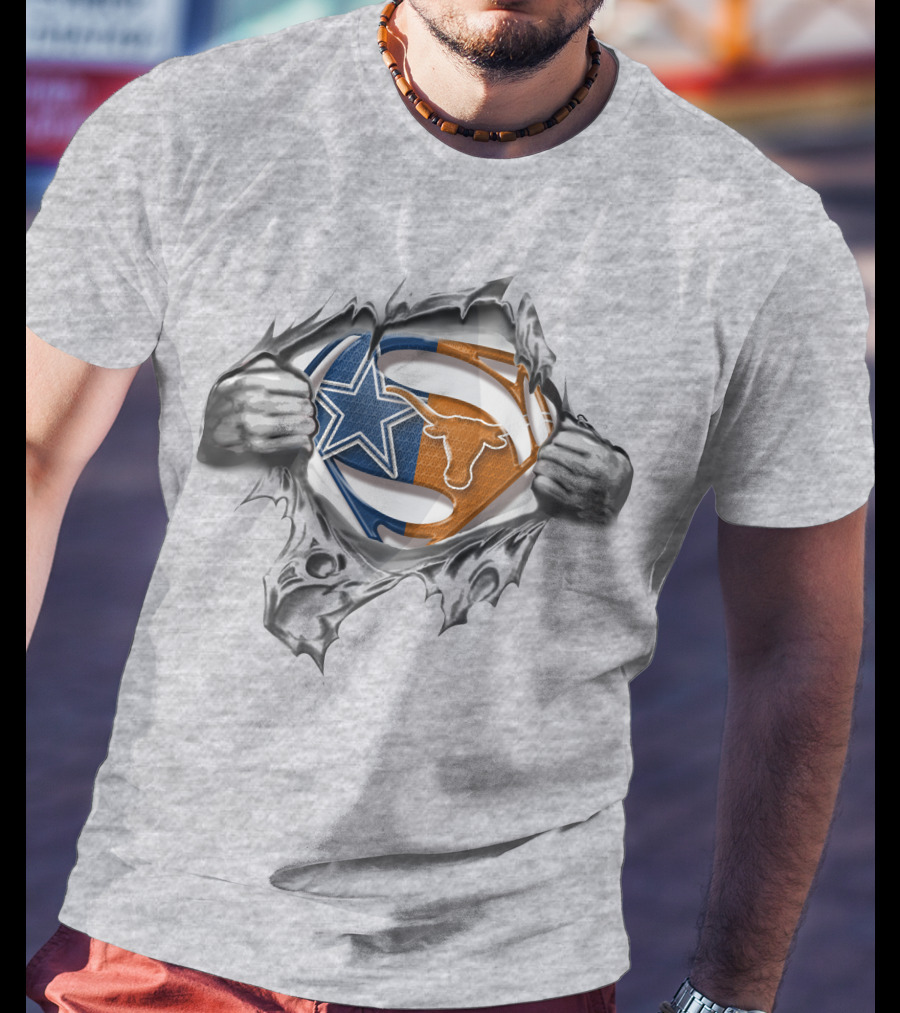 Dallas Cowboys Texas Longhorns Superman Logo Fusion T-Shirt
