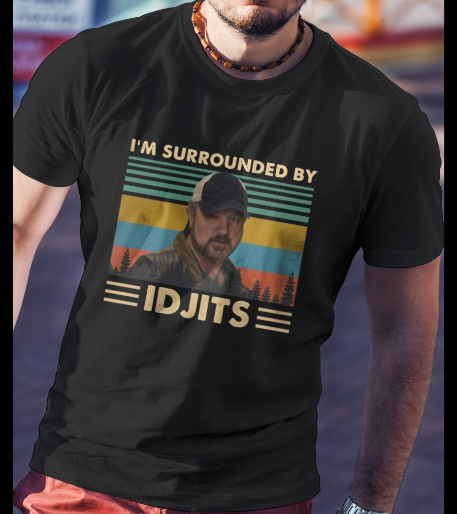 Surrounded By Idjits Supernatural Character With Retro Stripes And Forest T-Shirt