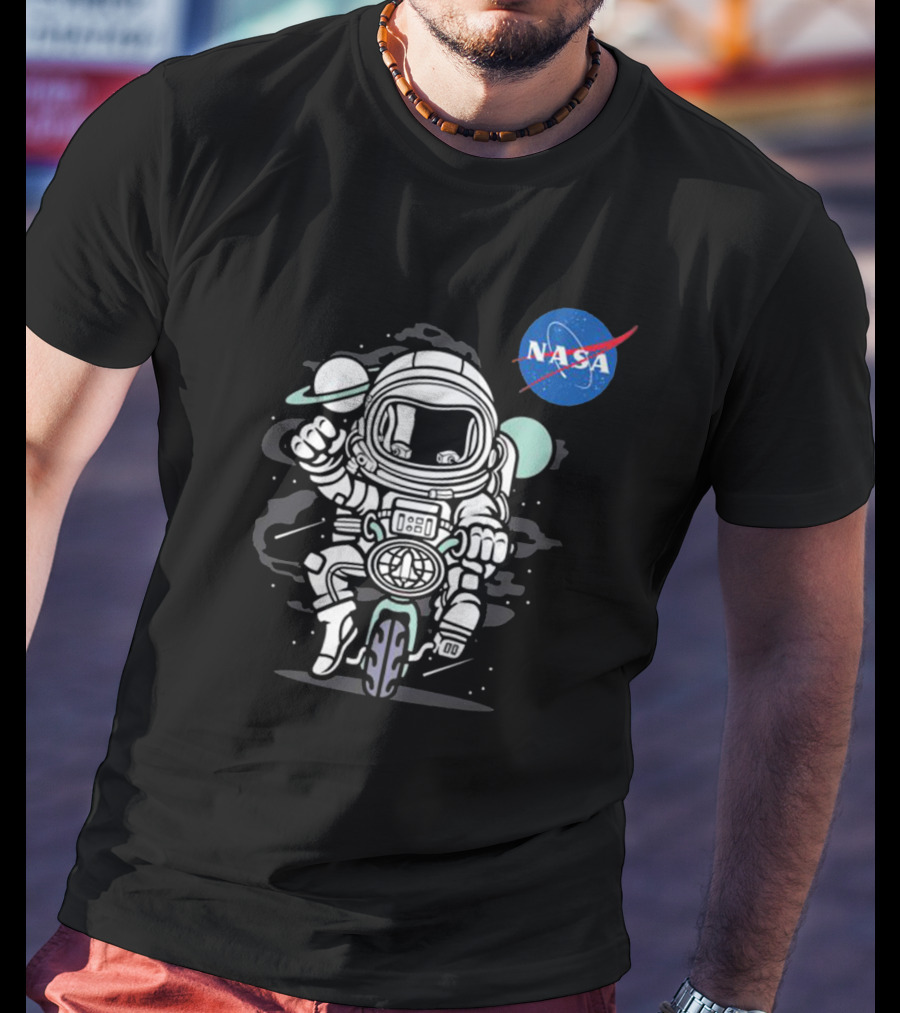 NASA Astronaut Biker Adventure In Space T-Shirt
