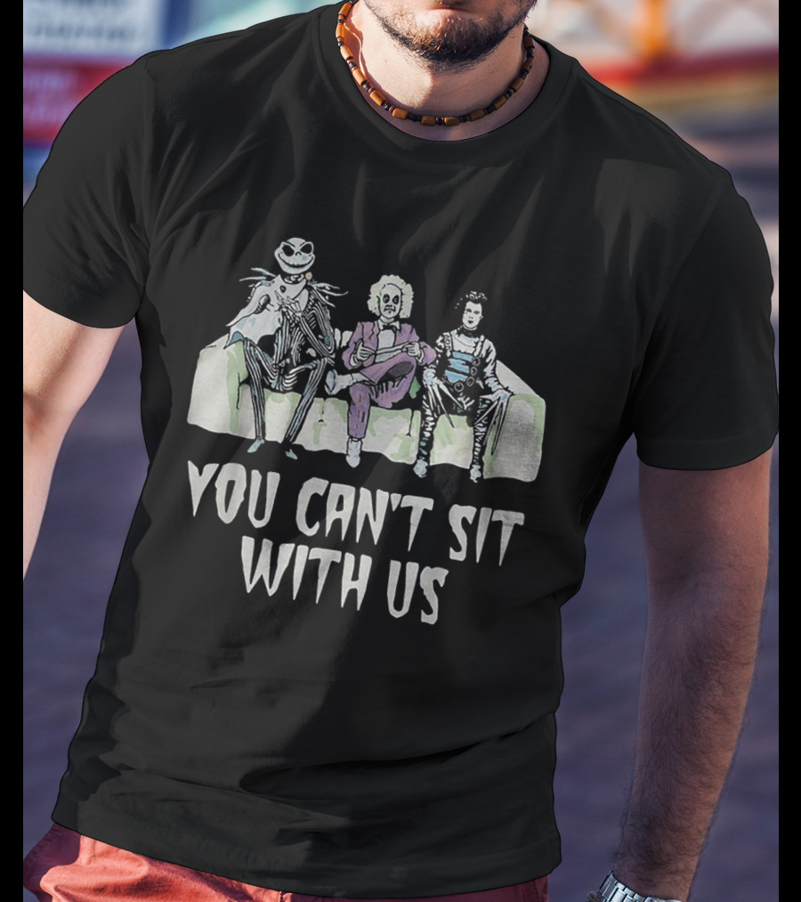 Beetlejuice Edward Jack Skellington Sit With Us Scene T-Shirt