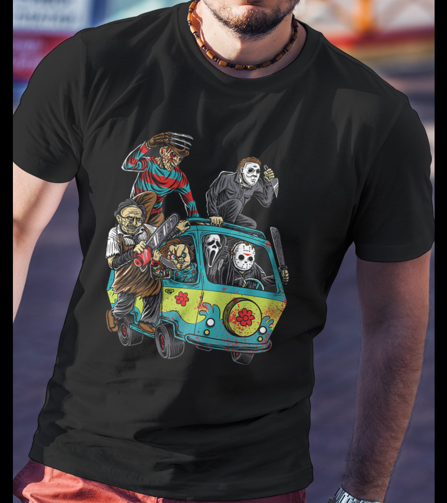 The Massacre Machine Horror Icons Funny Movie Mashup T-Shirt