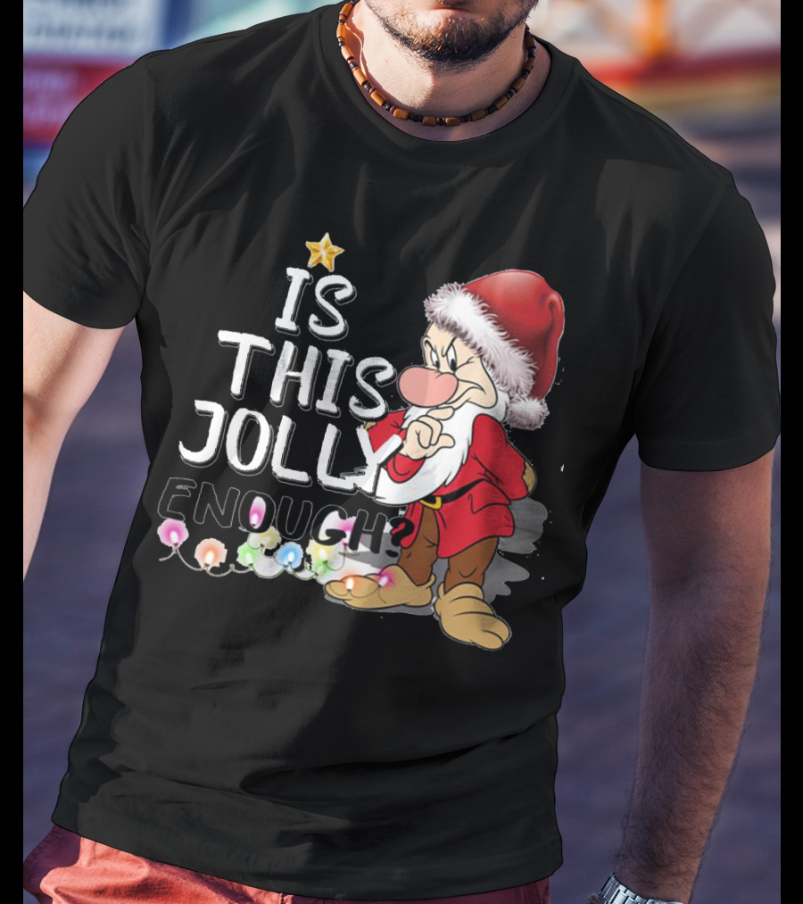 Grumpy Santa Is This Jolly Enough With Festive Lights T-Shirt