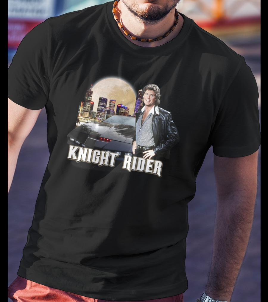 Knight Rider PNR05 Classic Retro TV Show Moonlit Cityscape T-Shirt