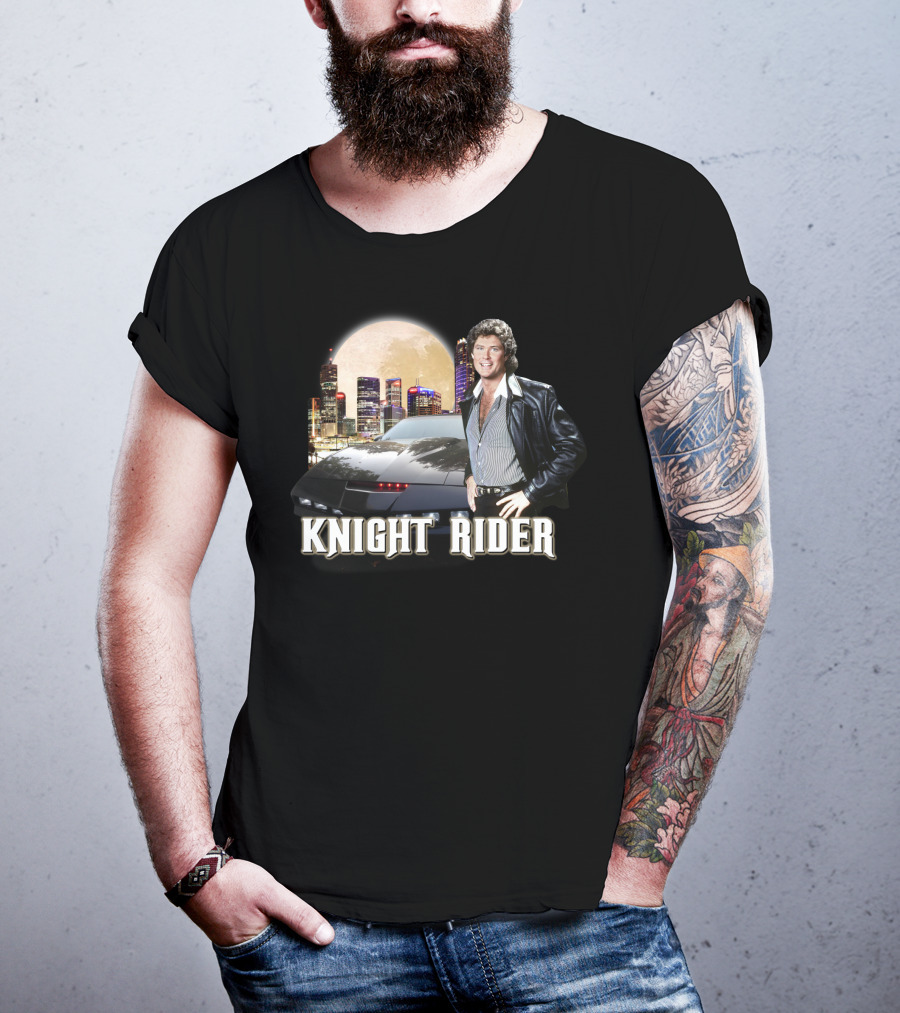 Knight Rider PNR05 Classic Retro TV Show Moonlit Cityscape T-Shirt