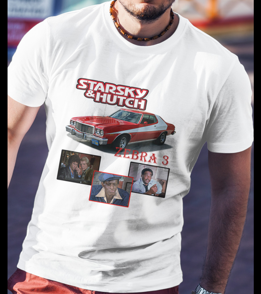 Starsky And Hutch Zebra 3 Car And Characters T-Shirt