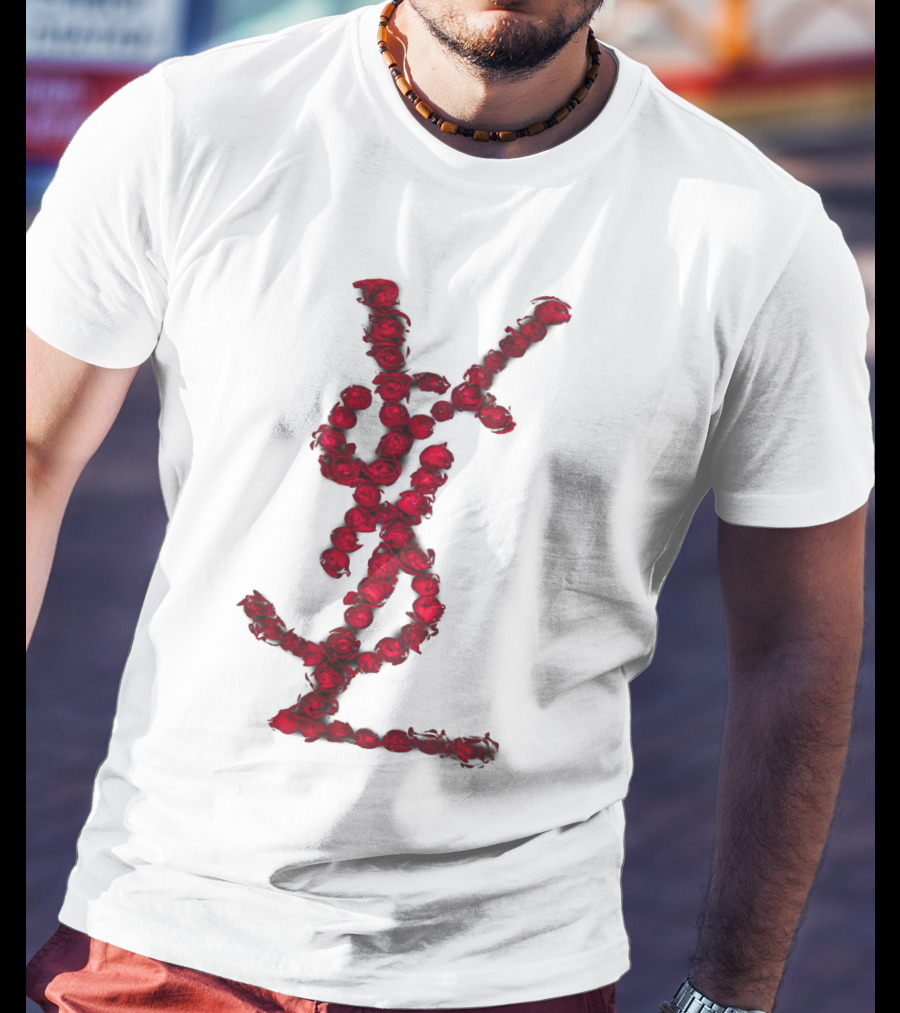 YSL Red Rose Logo T-Shirt
