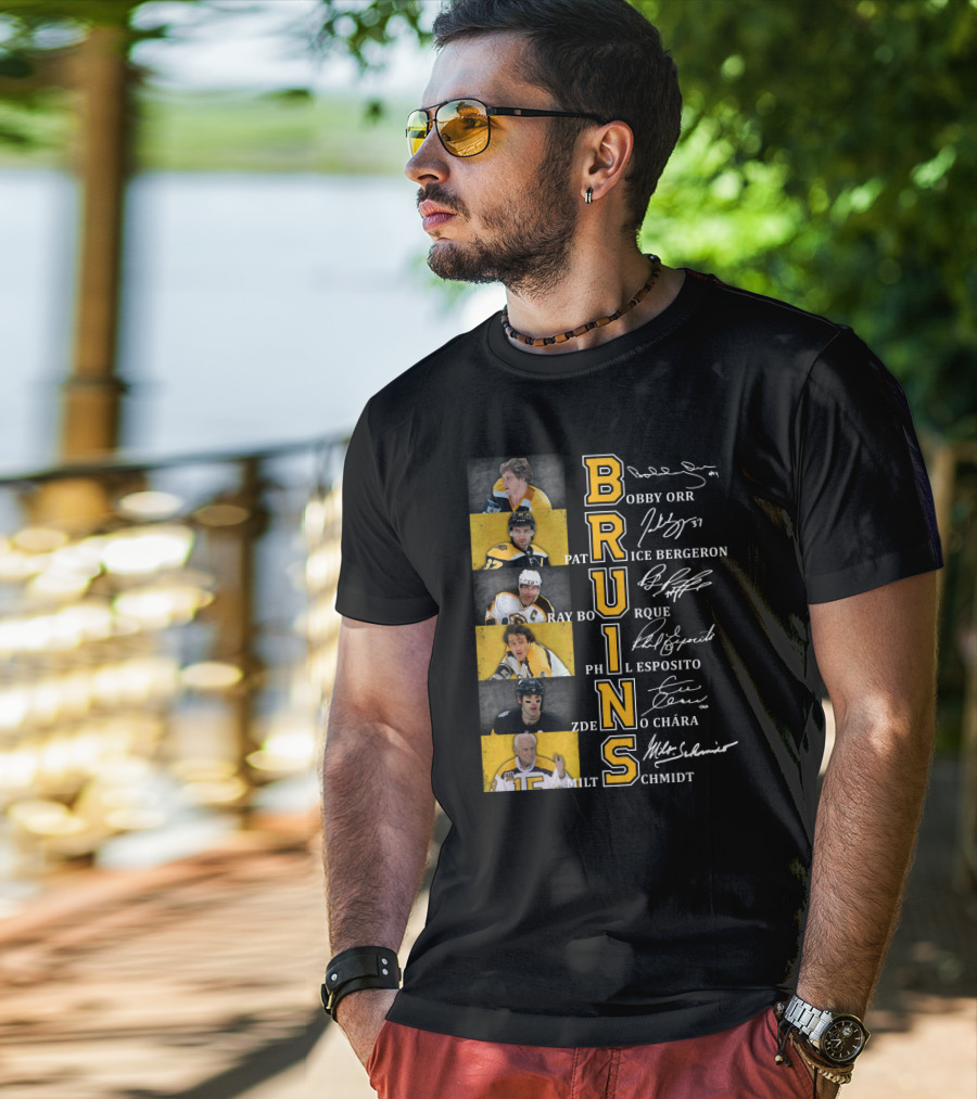 Bobby Orr Pat Ice Bergeron Ray Bourque Phil Esposito Zdeno Chara Milt Schmidt Bruins T-Shirt