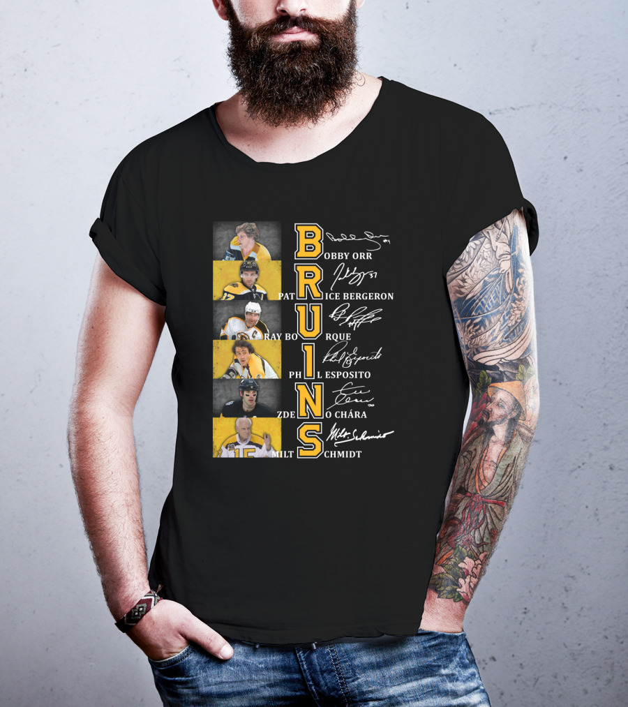 Bobby Orr Pat Ice Bergeron Ray Bourque Phil Esposito Zdeno Chara Milt Schmidt Bruins T-Shirt