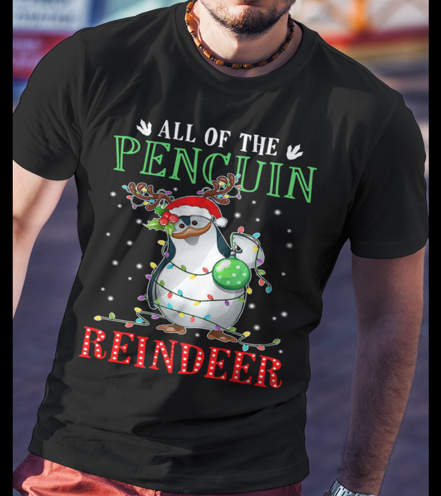 All Of The Penguin Reindeer Christmas Lights T-Shirt