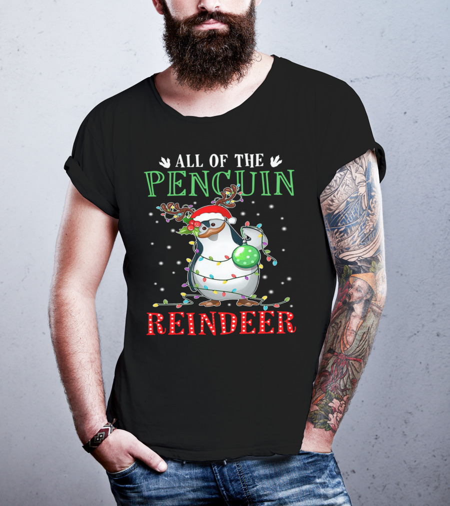 All Of The Penguin Reindeer Christmas Lights T-Shirt