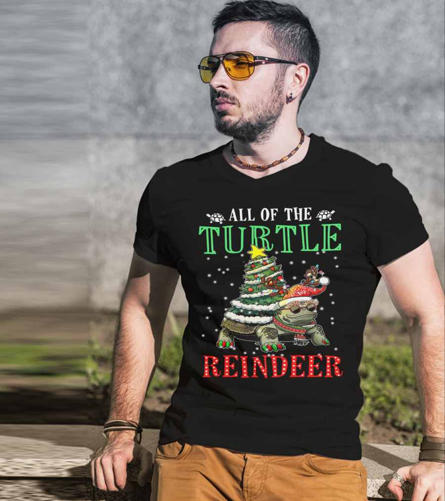 All Of The Turtle Reindeer Christmas Tree Snowflake T-Shirt