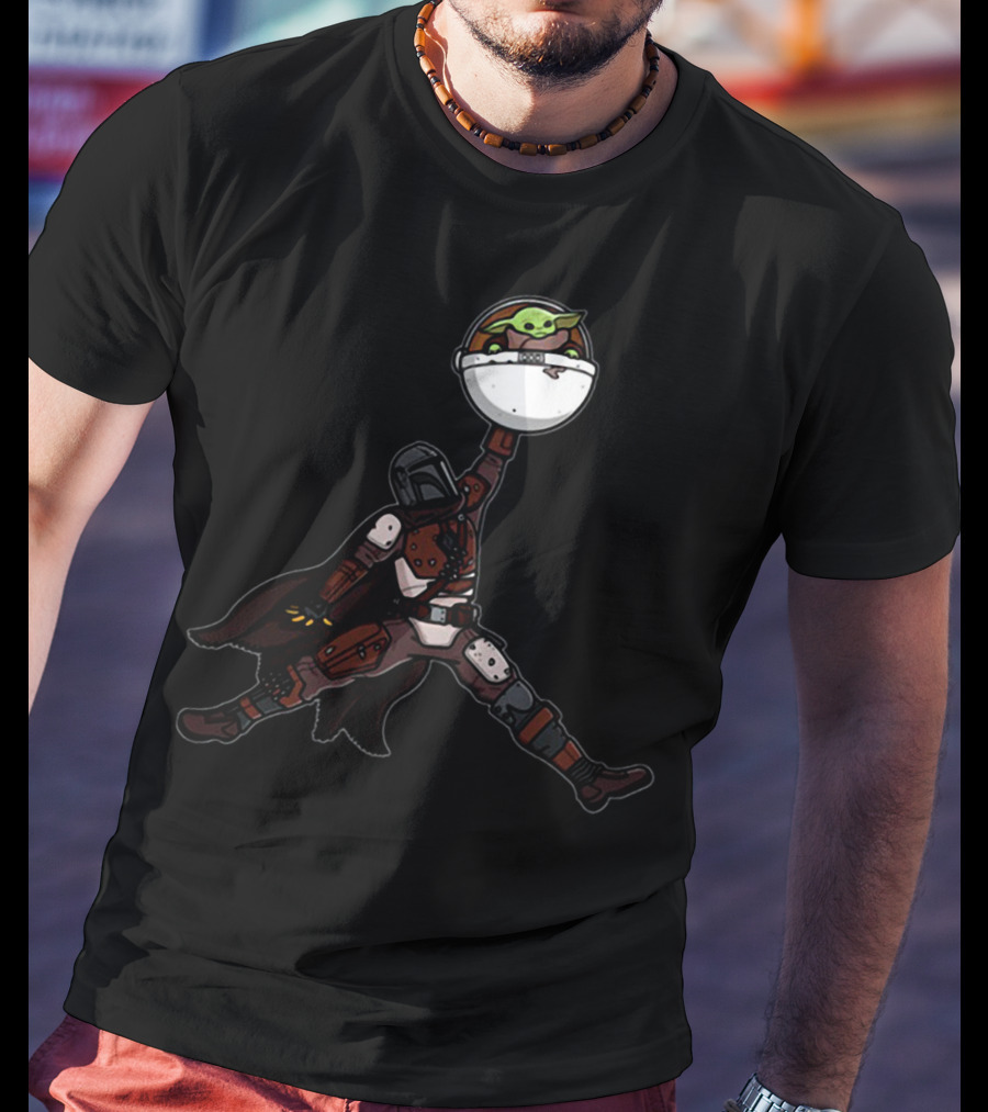 Air Arya Baby Yoda Mando Sitting Jumpman Icon Crossover T-Shirt