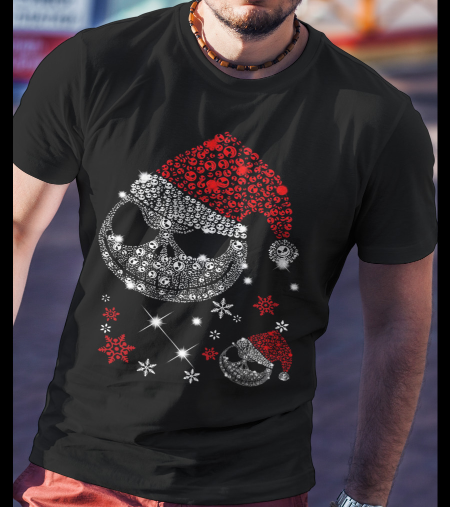 Santa Jack Skellington Christmas Diamond Snowflakes T-Shirt