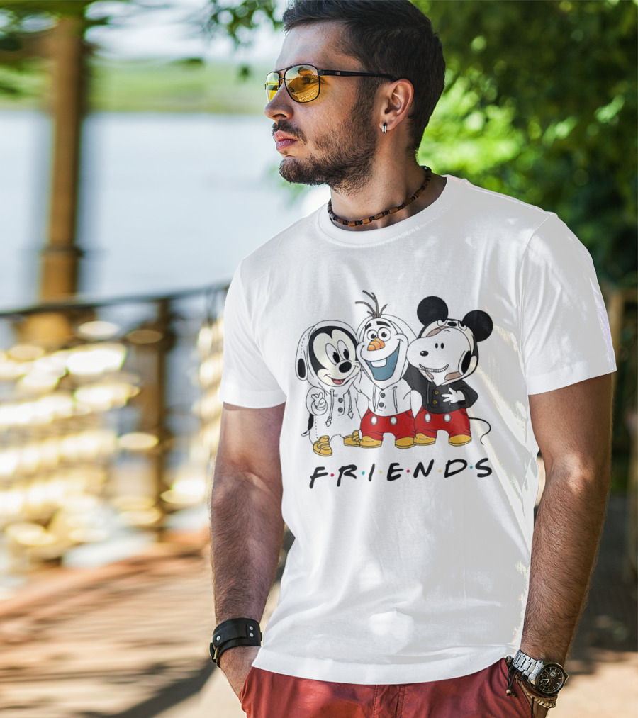Friends Mickey Olaf Snoopy Crossover Icons T-Shirt