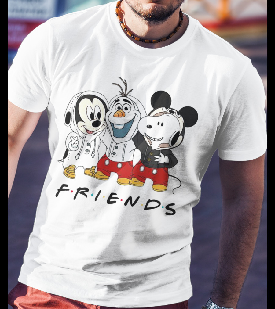 Friends Mickey Olaf Snoopy Crossover Icons T-Shirt