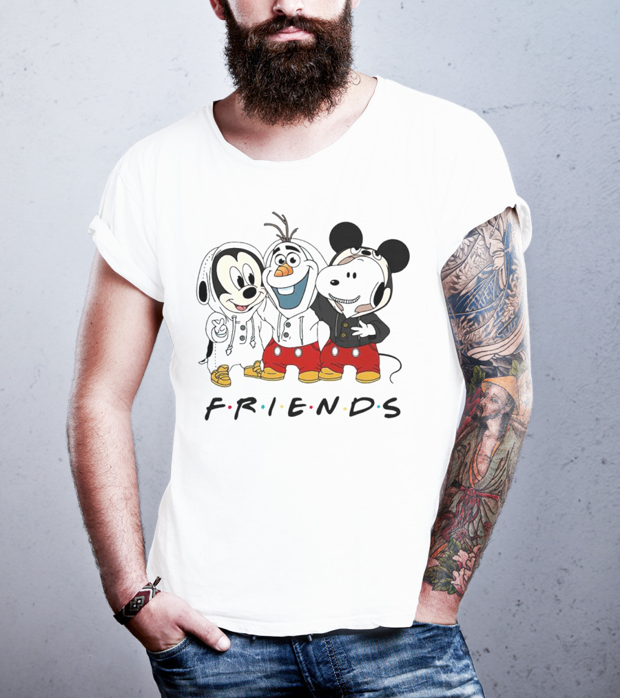 Friends Mickey Olaf Snoopy Crossover Icons T-Shirt