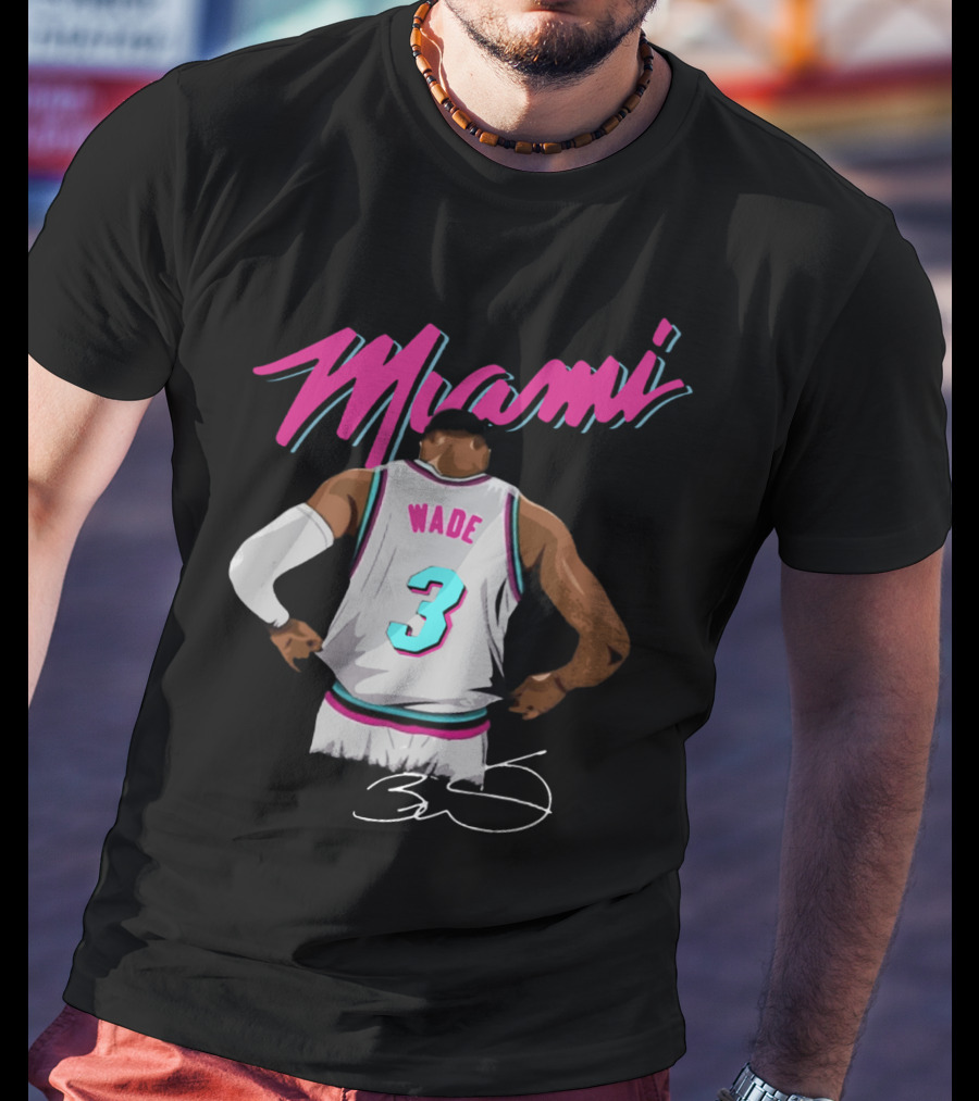 Dwyane Wade Miami Heat Number 3 Signature T-Shirt