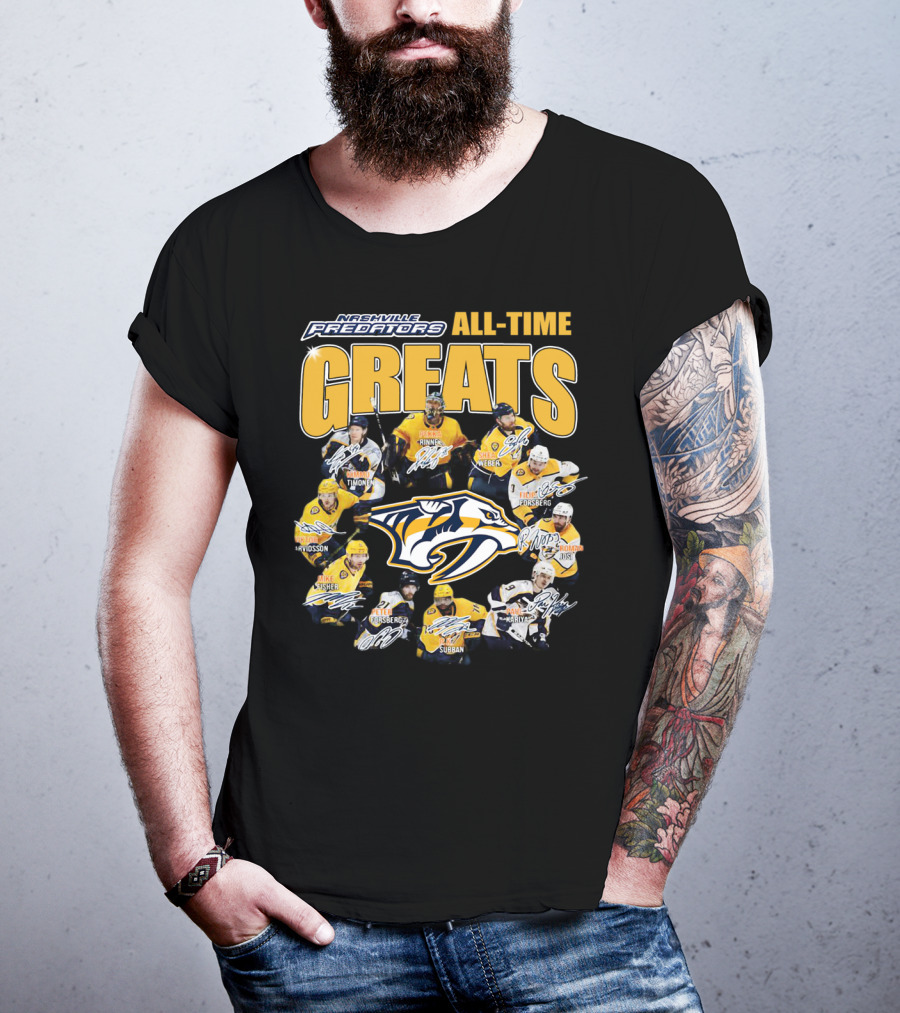 Nashville Predators All-Time Greats Signatures Rinne Weber Forsberg Subban Timonen Walker T-Shirt