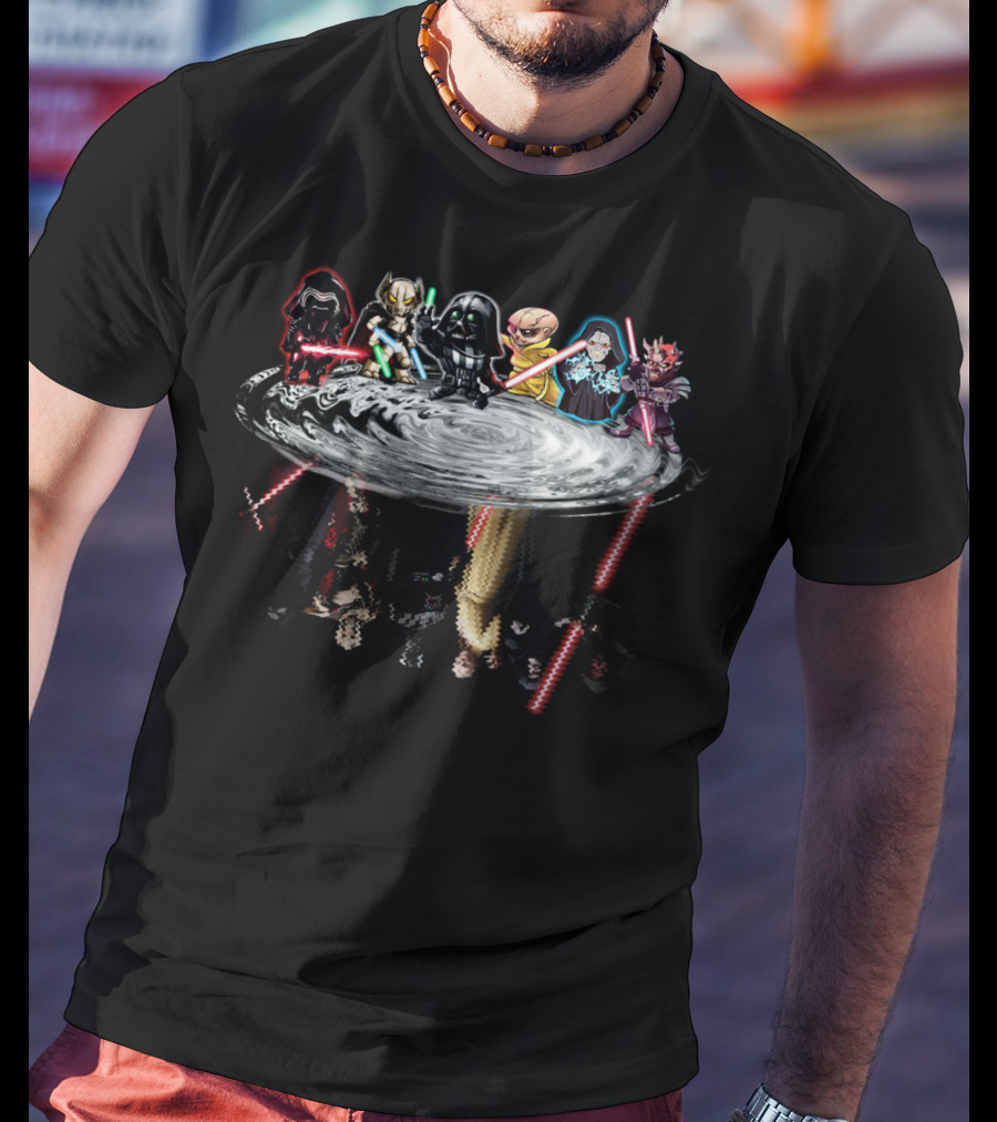 Star Wars Chibi Villains Reflected In Water With Lightsabers T-Shirt