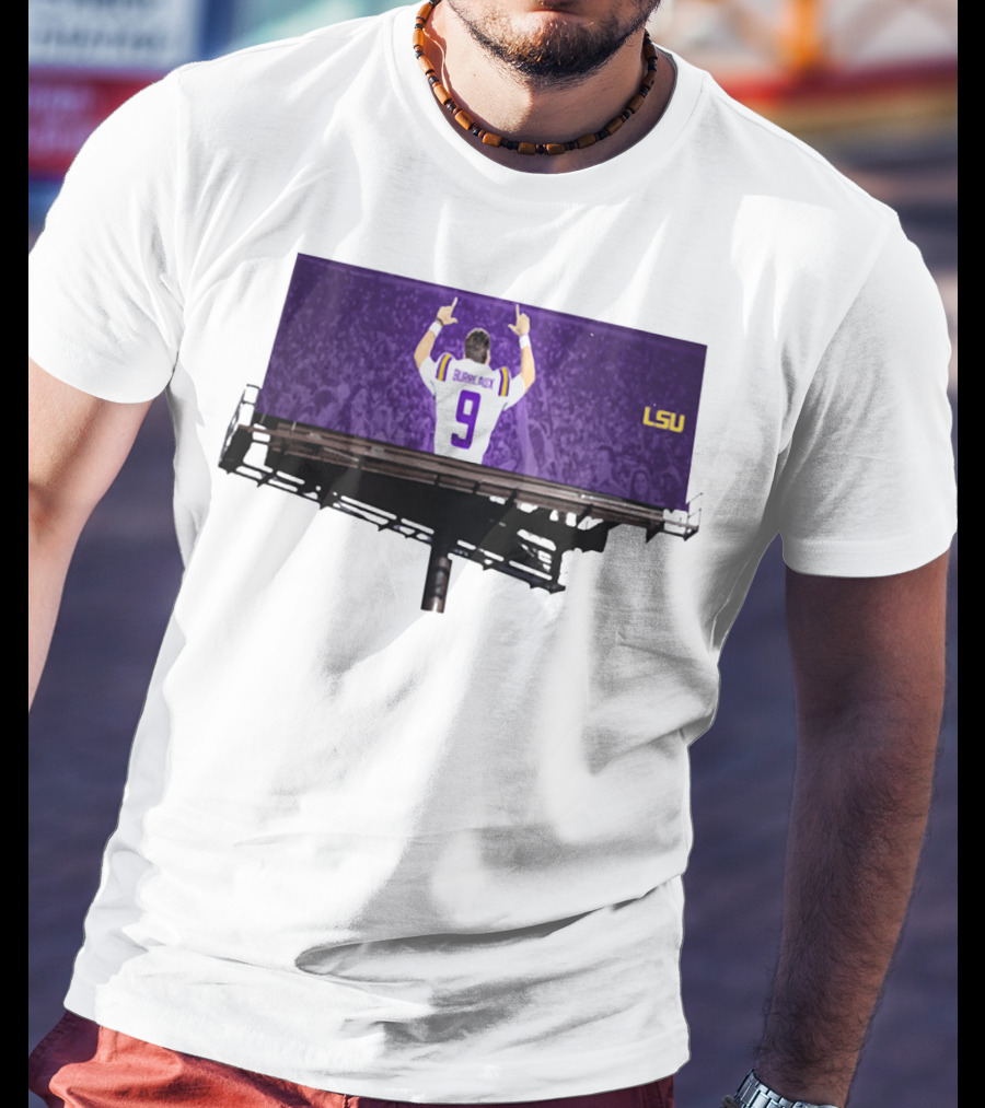 Joe Burreaux LSU Tigers Number 9 Football Fan Spirit T-Shirt