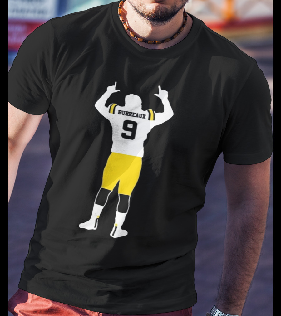 Joe Burreaux 9 LSU Football Victory Pose T-Shirt