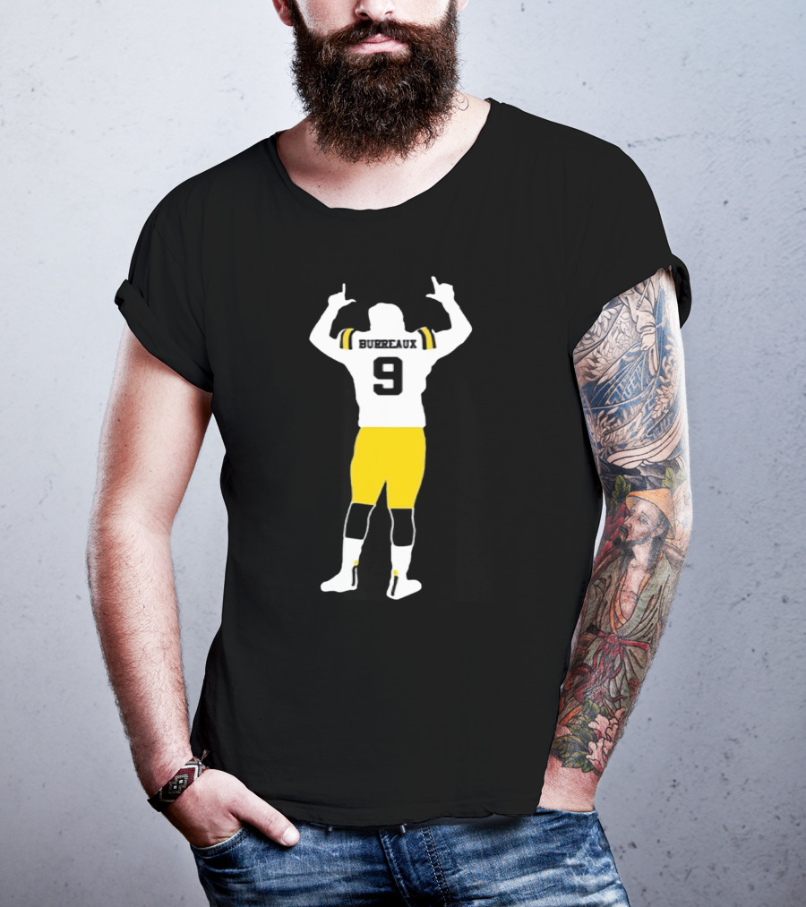 Joe Burreaux 9 LSU Football Victory Pose T-Shirt