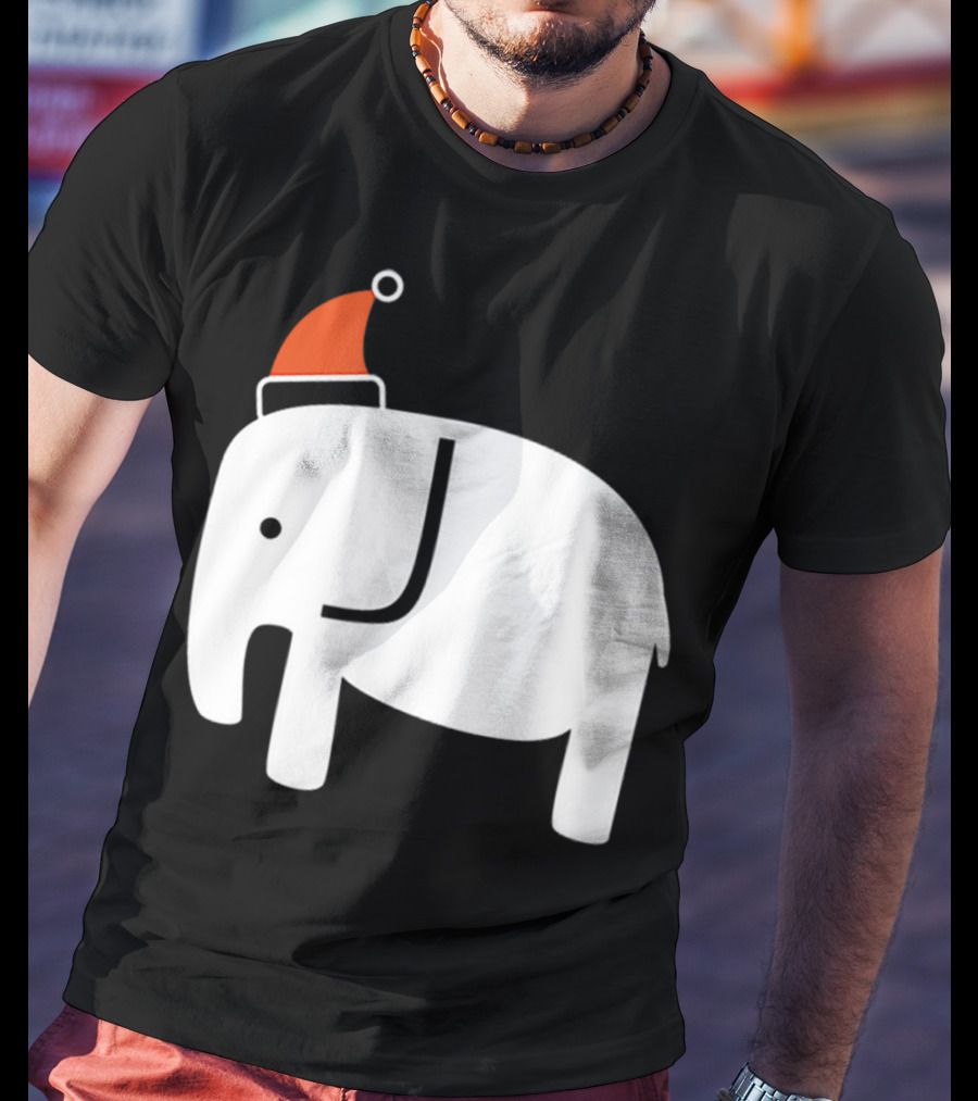 White Elephant Santa Hat Christmas T-Shirt