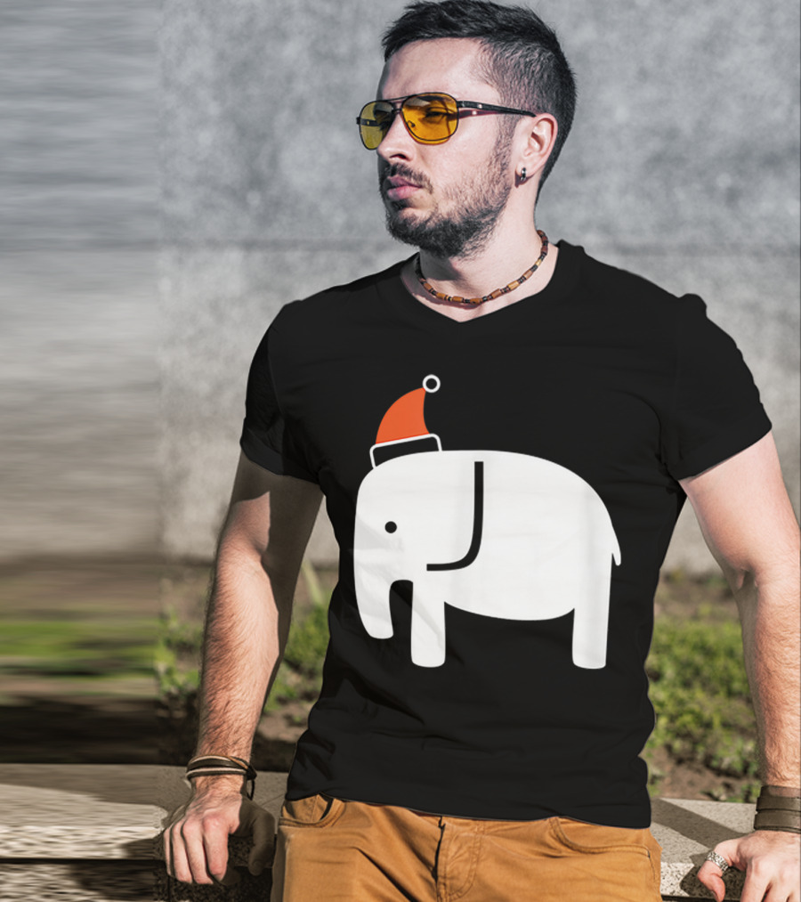 White Elephant Santa Hat Christmas T-Shirt