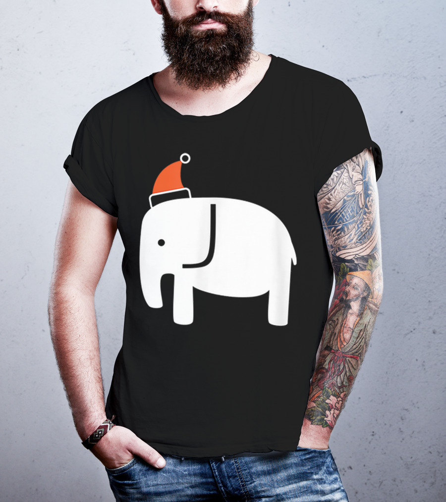 White Elephant Santa Hat Christmas T-Shirt