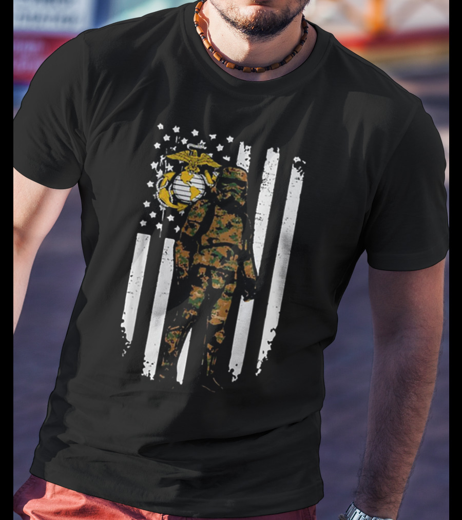 Stormtrooper US Marine Corps Camo America Flag T-Shirt