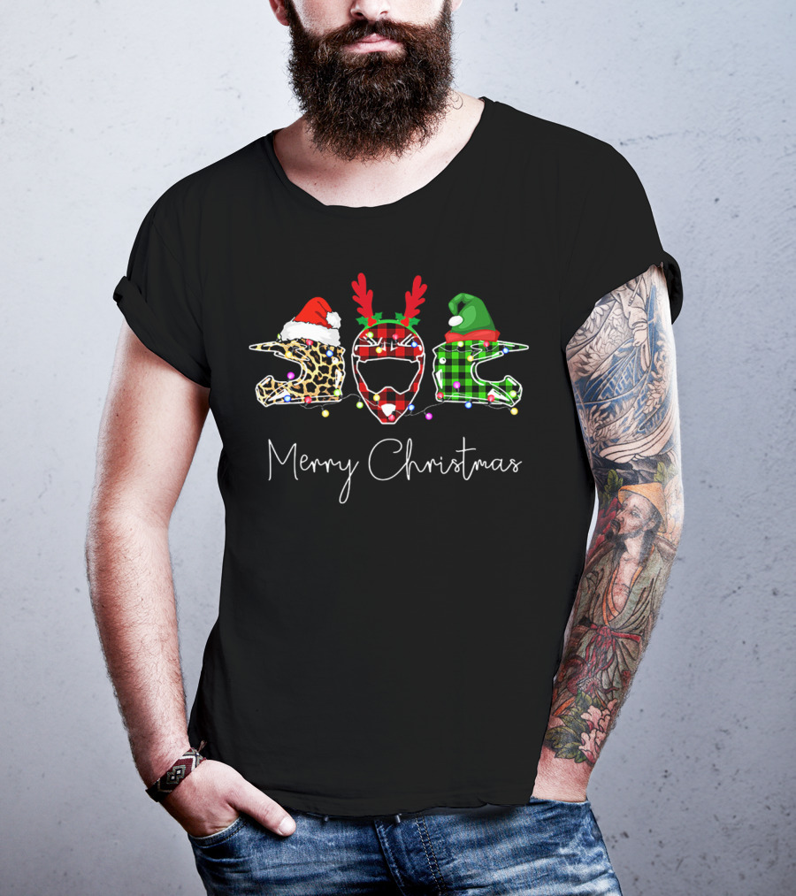 Leopard Plaid Helmets Merry Christmas T-Shirt