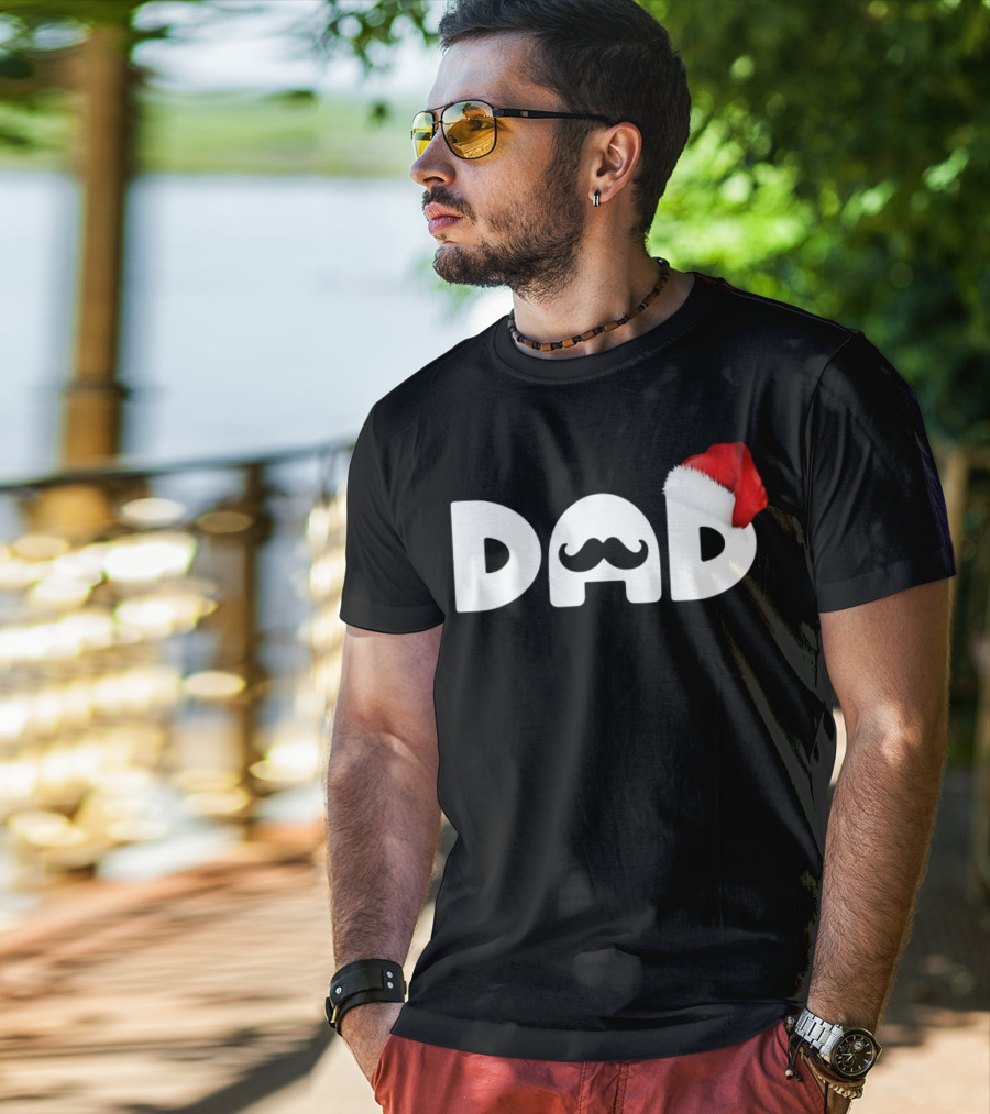 Dad Moustache Santa Hat T-Shirt