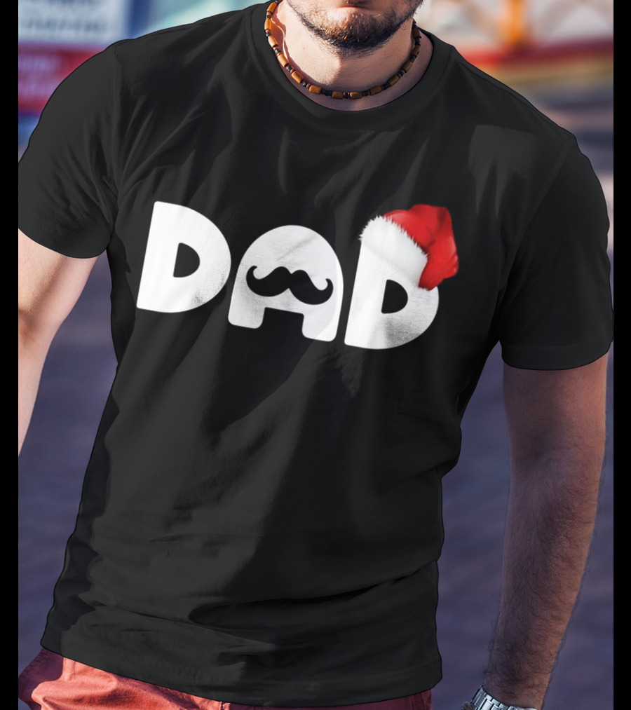 Dad Moustache Santa Hat T-Shirt