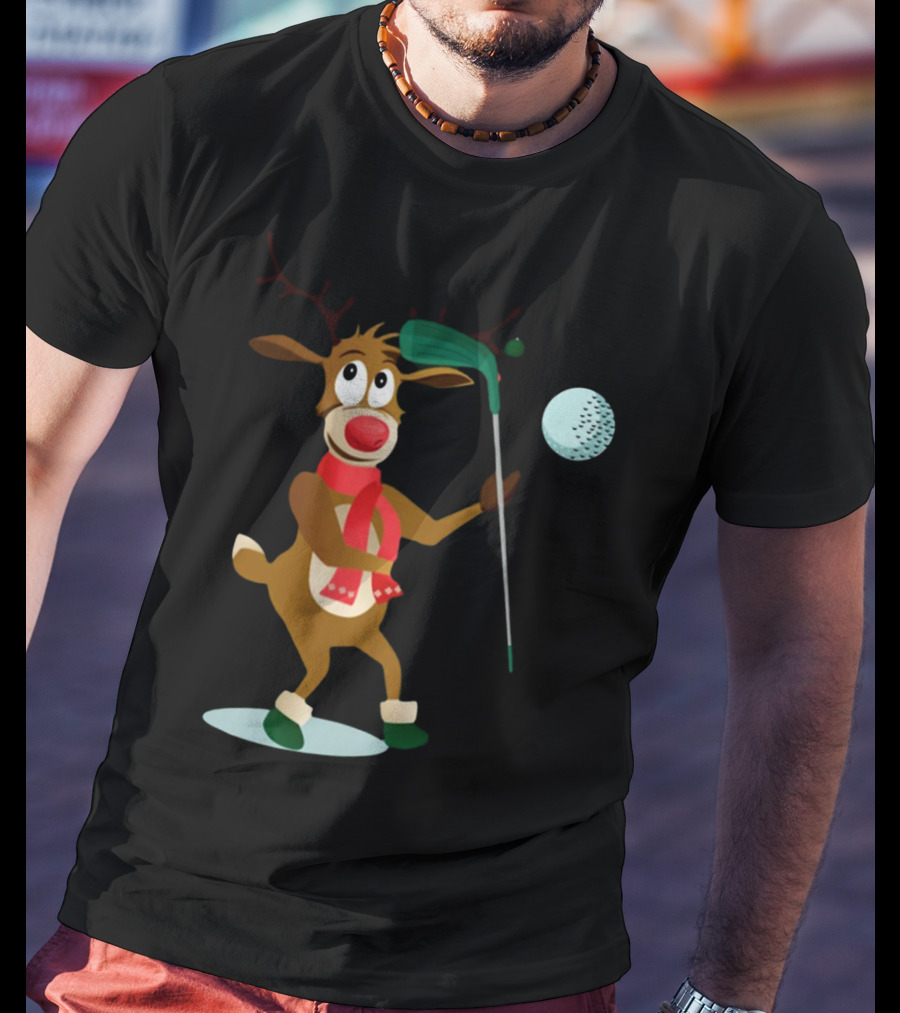 Reindeer Golf Christmas Fun T-Shirt