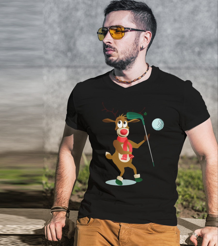Reindeer Golf Christmas Fun T-Shirt