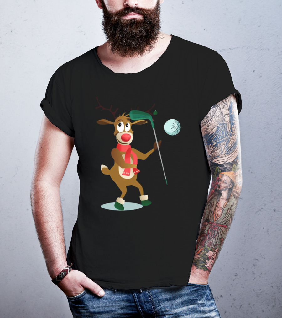 Reindeer Golf Christmas Fun T-Shirt