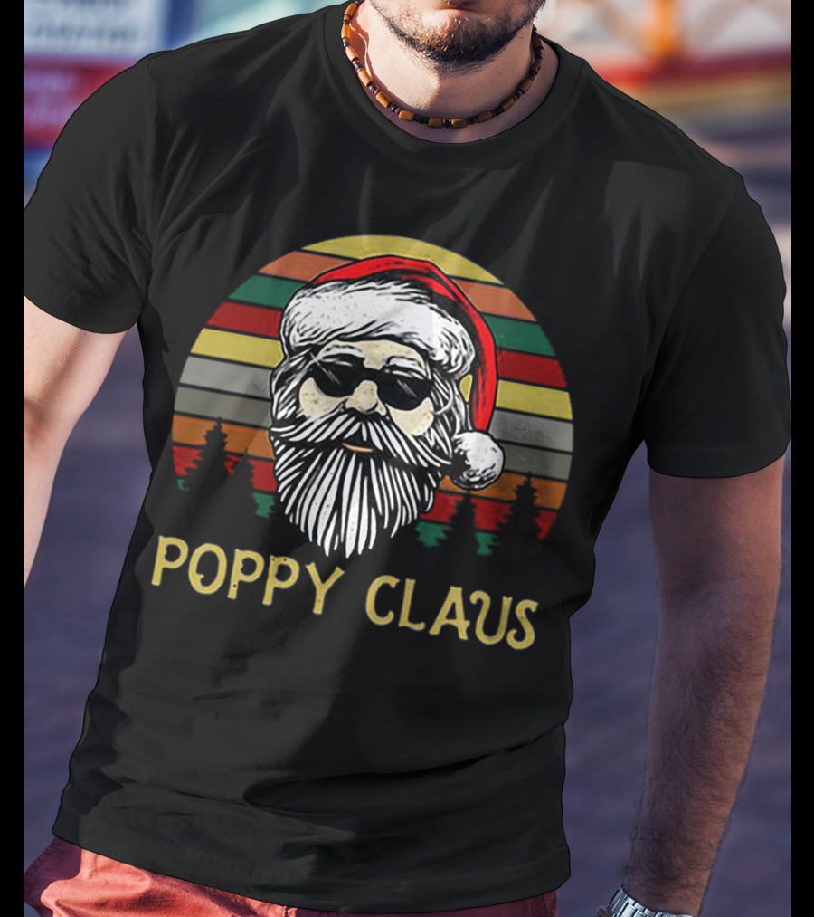 Poppy Claus Vintage Santa Claus Retro Sunset Forest T-Shirt