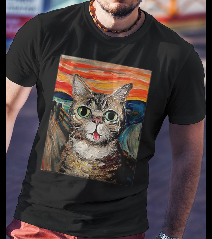 Lil Bub Cat The Scream Vincent Van Gogh T-Shirt