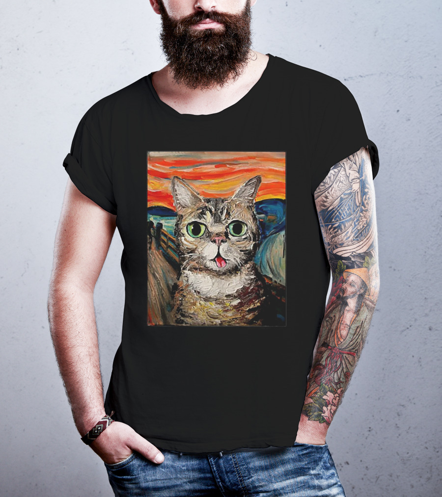 Lil Bub Cat The Scream Vincent Van Gogh T-Shirt