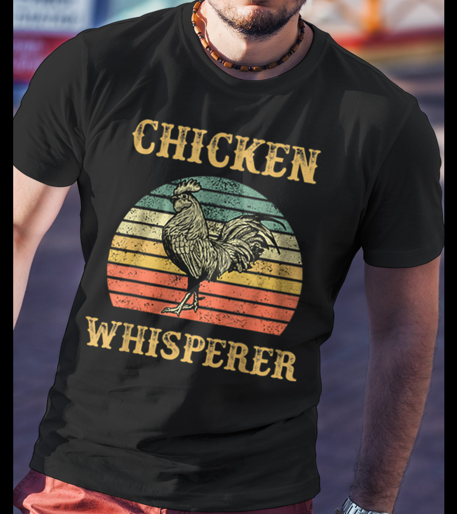 Chicken Whisperer Vintage Retro Rooster Stripes T-Shirt