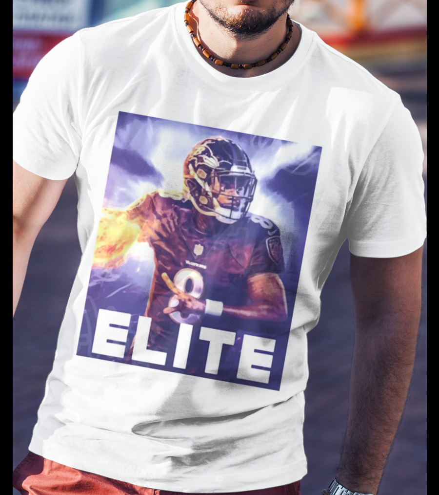 Lamar Jackson Ravens Elite 8 Fiery Action NFL Football T-Shirt
