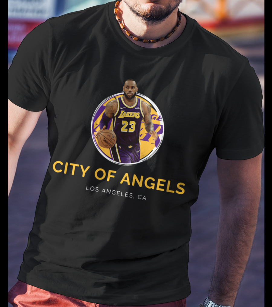 LeBron James Los Angeles Lakers #23 City Of Angels Los Angeles CA T-Shirt