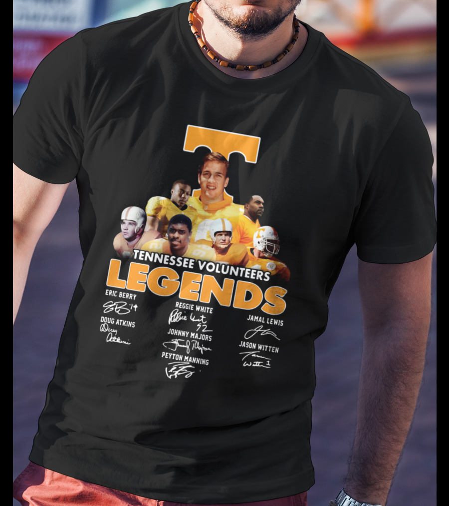 Tennessee Volunteers Legends Peyton Manning Reggie White Jason Witten Signatures T-Shirt