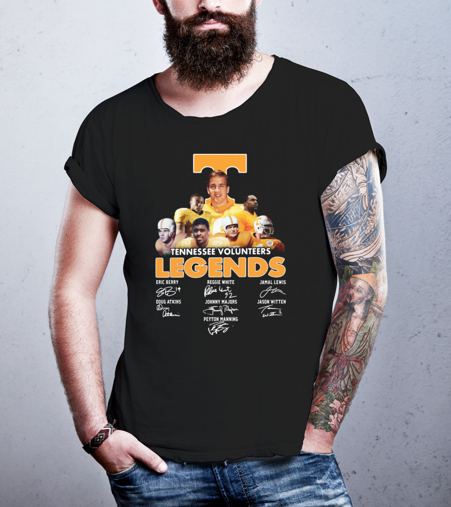 Tennessee Volunteers Legends Peyton Manning Reggie White Jason Witten Signatures T-Shirt
