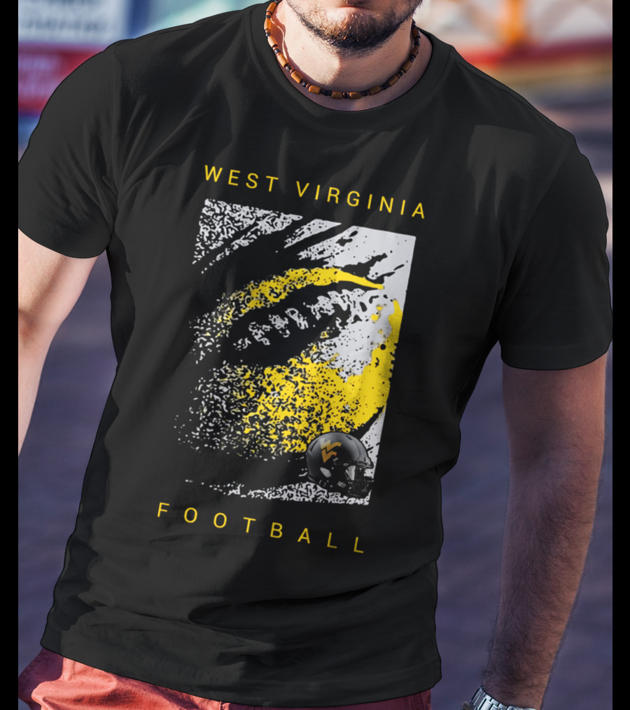 West Virginia Mountaineers Football Helmet And Textured T-Shirt