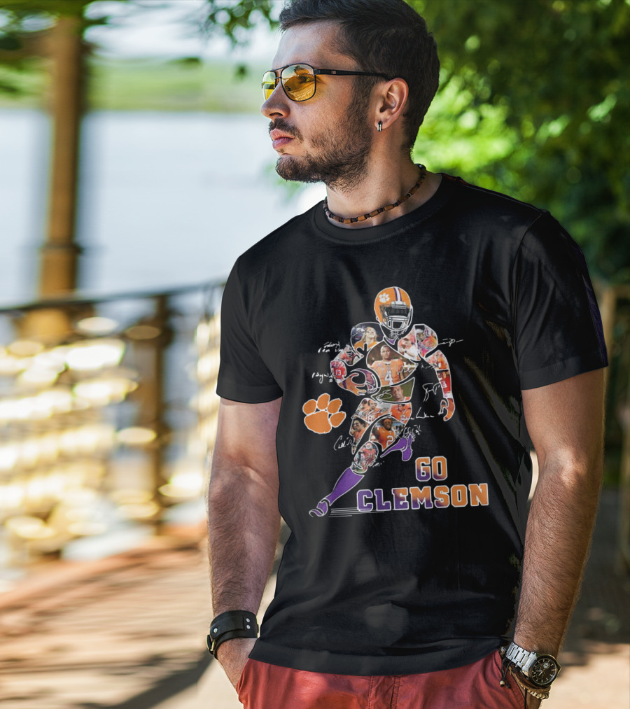Go Clemson Dog Paw Player Signatures T-Shirt